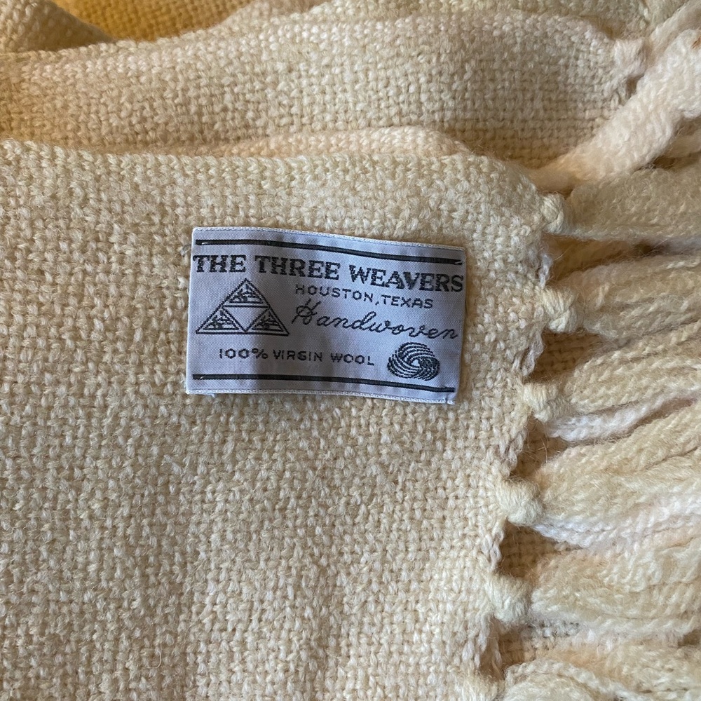 Cream Handwoven Virgin Wool Throw Blanket